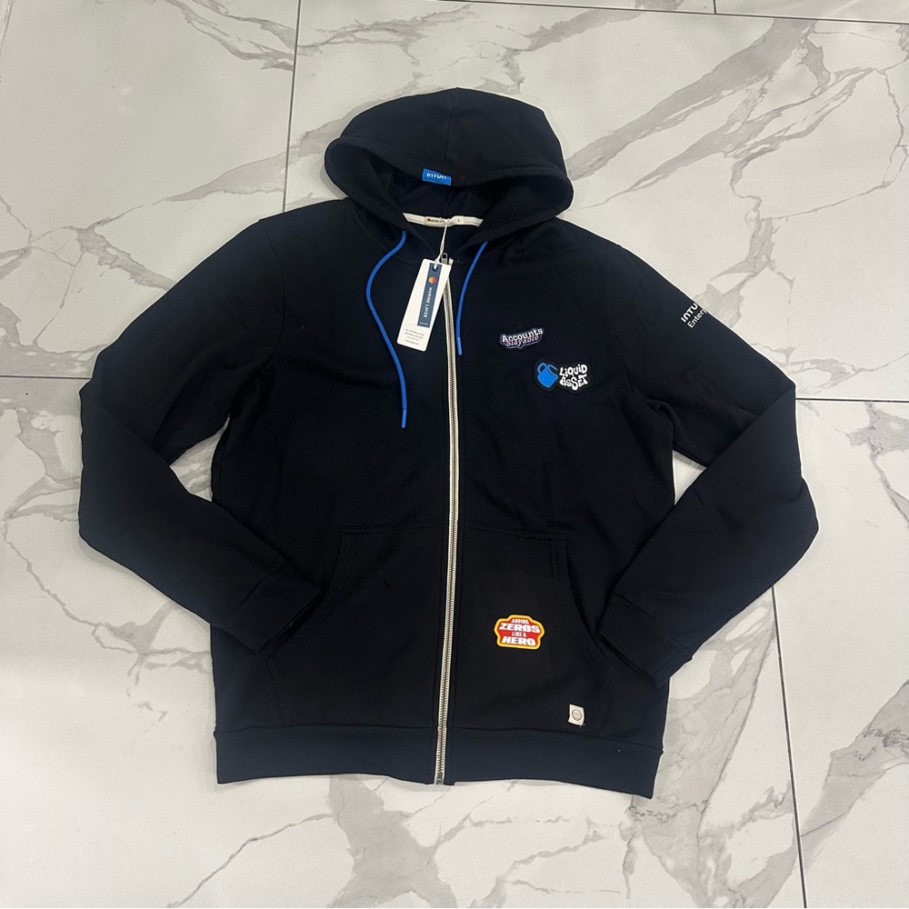 NWT Marine Layer  Afternoon Full Zip Black Hoodie Sweatshirt Large Custom Print